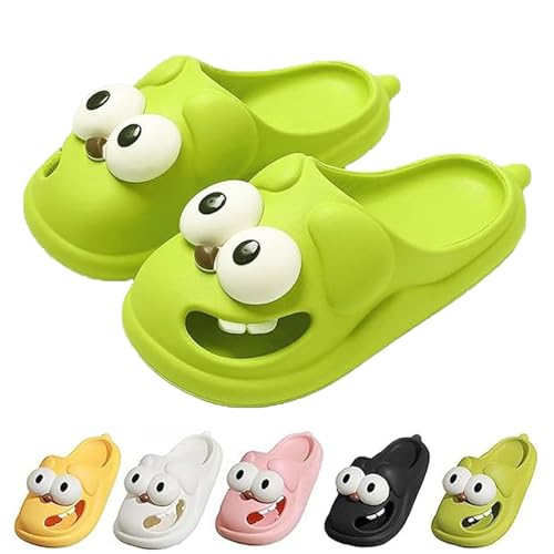 Hohny Tongue Kiss Slippers, Cute Funny 3d Big Eye Dog Slipper Fun Cartoon Package Head Eva Slippers (Green,8-9) von Hohny