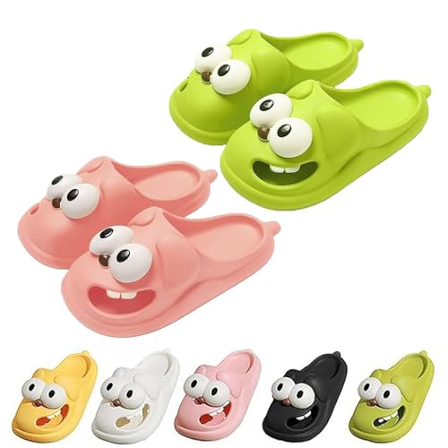 Hohny Tongue Kiss Slippers, Cute Funny 3d Big Eye Dog Slipper Fun Cartoon Package Head Eva Slippers (Pink+Green,7-7.5) von Hohny