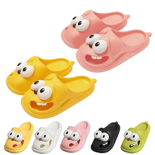 Hohny Tongue Kiss Slippers, Cute Funny 3d Big Eye Dog Slipper Fun Cartoon Package Head Eva Slippers (Pink+Yellow,7-7.5) von Hohny