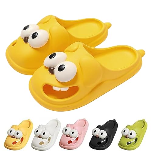 Hohny Tongue Kiss Slippers, Cute Funny 3d Big Eye Dog Slipper Fun Cartoon Package Head Eva Slippers (Yellow,7-7.5) von Hohny