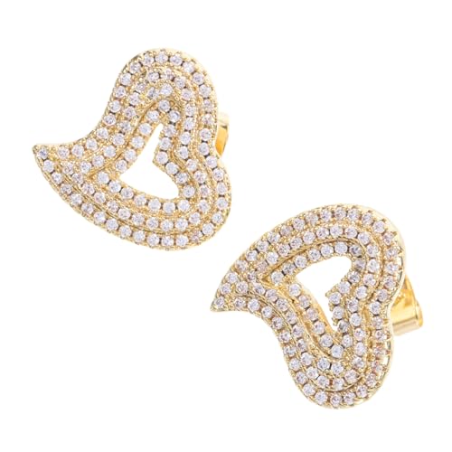 Hohopeti 1 Paar Herzförmige Ohrringe Vintage Gold Plated Funkelnde Ohrringe für Frauen Stilvolle Accessoires von Hohopeti