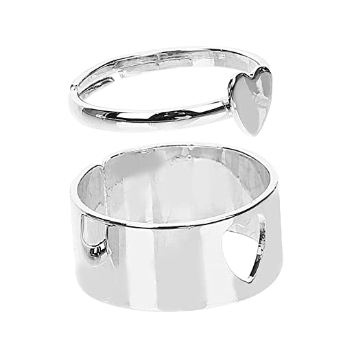 Hohopeti 1 Paar Punk Stil Herzensringe für Verstellbare Öffnungsringe Fingeraccessoires Silberne Herzen als für Valentinstag oder Besondere Anlässe von Hohopeti