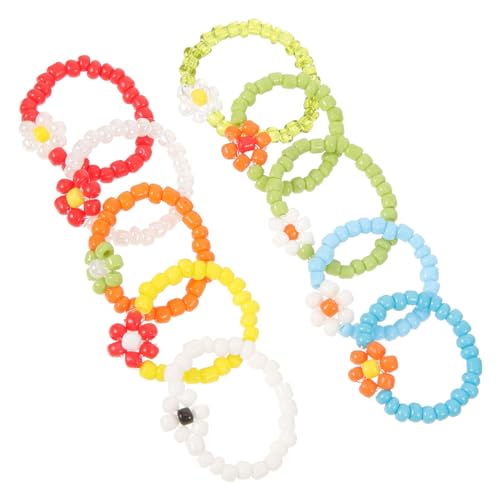 Hohopeti 10 Stück Bunte Perlenringe mit Blumenmuster Elastische Bead Rings für Damen und Mädchen Modische Stapelringe Leicht zu Tragen für Alltag und Partys Hohopeti 10 Stück Bunte Perlenringe mit Blumenmuster Elastische Bead Rings für Damen und Mädchen Modische Stapelringe Leicht zu Tragen für Alltag und Partys von Hohopeti