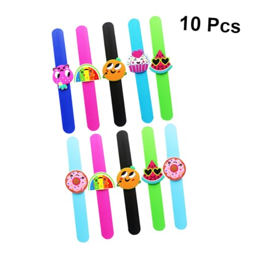 Hohopeti 10 Stück Bunte Silikon Schnapparmbänder mit Obstmotiven Hautfreundliche Wristbands Flexible Kinderarmbänder für Geburtstag Party und Karneval Einheitsgröße Geruchsneutral von Hohopeti