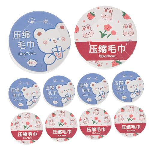 Hohopeti 10 Stück Einweg Komprimierte Handtücher aus Pflanzlicher Leicht Tragbar Hygienisch als Reise und Outdoor Waschtücher für Gesicht und Hände von Hohopeti