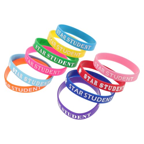 Hohopeti 10 Stück Motivationsarmbänder Bunte Silikonarmbänder für Weiche Bequeme Schulbelohnung Sternmotiv Armbänder für Schüler für Unterricht und Freizeit von Hohopeti