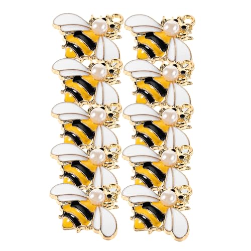 Hohopeti 10 Stück Teiliges Bienen anhänger Legierung mit Kunstperle Poliert und Langlebig für DIY Schmuckherstellung Wie Ohrringe Halsketten Armbänder Feine Details und Einzigartiger Stil von Hohopeti