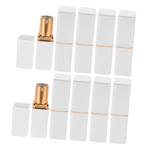 Hohopeti 10 Stück Teiliges Lipgloss Behälter Nachfüllbare Lippenbalsam Tuben Kapazität Perlweißes Design Quadratische Lippenstifthülsen für Damen und Mädchen Leicht und Praktisch für von Hohopeti