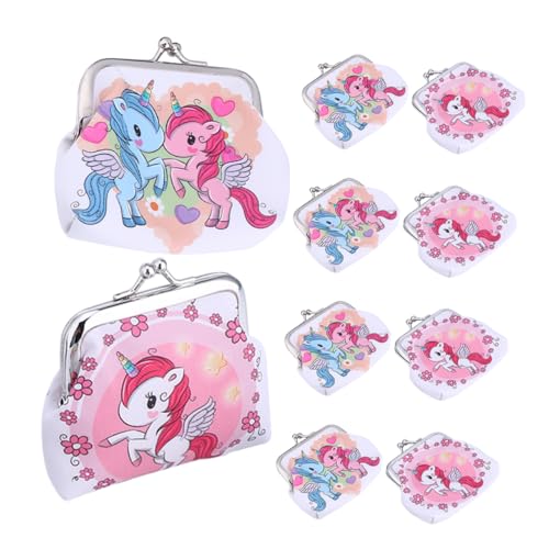 Hohopeti 10 Stück Teiliges Niedliche Einhorn Geldbörsen mit Kiss Lock Verschluss Kleine PVC Münzbeutel für Frauen und Mädchen Kompakt Vielseitig mit Mehreren Fächern für Alltag Shopping und von Hohopeti