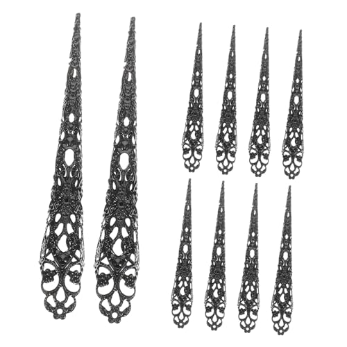 Hohopeti 10 Stück Teiliges Schwarze Hohl Gestaltete Fingernagel krallen Ringe Atmungsaktive Cosplay nagelspitzen für Halloween Party Festival Langlebige Auffällige Fingertip dekoration Hohopeti 10 Stück Teiliges Schwarze Hohl Gestaltete Fingernagel krallen Ringe Atmungsaktive Cosplay nagelspitzen für Halloween Party Festival Langlebige Auffällige Fingertip dekoration von Hohopeti