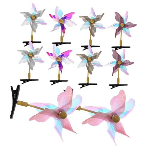 Hohopeti 10 Stück Teiliges Windmühlen Haarspangen mit Funkelndem Glitzer Langlebig und Drehbar Farblich Gemischt Haarschmuck für Mädchen für Alltag und Besondere Anlässe von Hohopeti