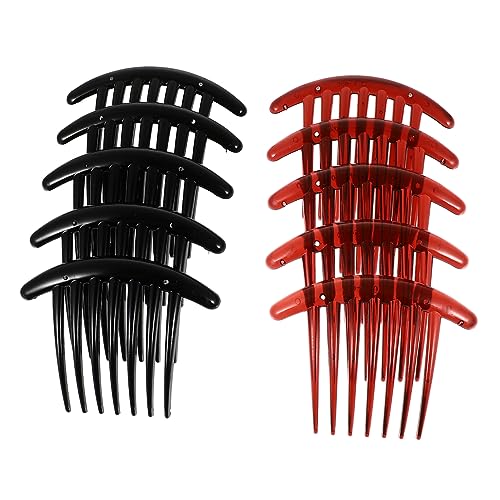 Hohopeti 10 Stück Zähne Haarkamm Moon Form Kunststoff Haarschmuck in Schwarz und Rotbraun Gebogener Haarclip Kamm für Damen Sicherer Eleganter Styling Accessoire für Partys und Hochzeiten von Hohopeti