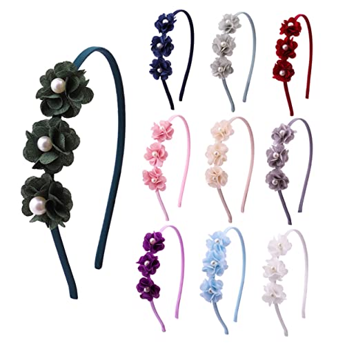 Hohopeti 10er Set Haarband Mit Blumen Und Perlen Chiffon Haarschmuck Für ädchen Perfekt Für Partys Und Festliche Anlässe Bunte Blumenhaarbänder Für von Hohopeti