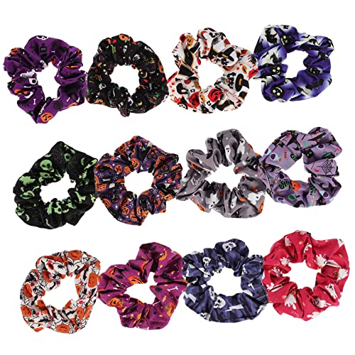 Hohopeti 12 Stück Haarseil mit großer Darmschleife Halloween Mädchen Haarbänder Haargummis Seil Mädchen Haarzubehör haarschmuck Halloween-Frauen-Haargummi alle gleichen Stoff von Hohopeti