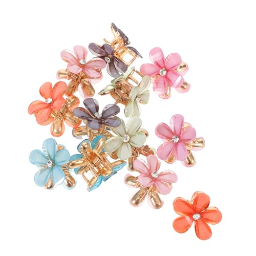 Hohopeti 12 Stück Mini Metall Haarspangen mit Blumenmotiv und Funkelnden Kristallen Rutschfeste Haarklammern für Damen und Mädchen Dekorative Blütenaccessoires für Party Hochzeit und Alltag von Hohopeti