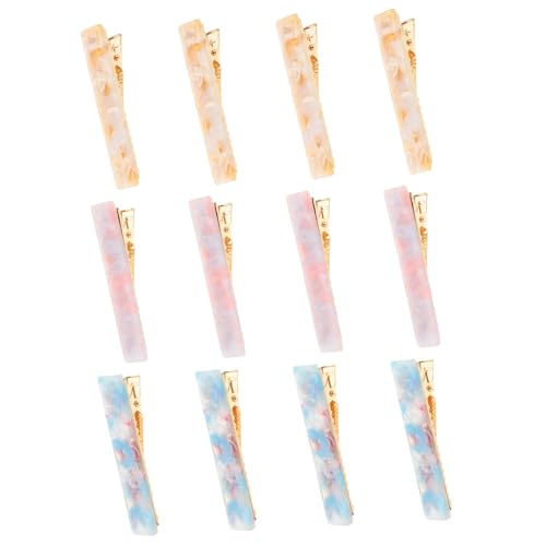 Hohopeti 12 Stück Teiliges Acetat Haarspangen Damen Retro Vintage Stil Leichte Dekorative Einfarbige Haarklammern mit Marmor Muster Rutschfeste Lange Clips für Vielseitige Frisuren und von Hohopeti