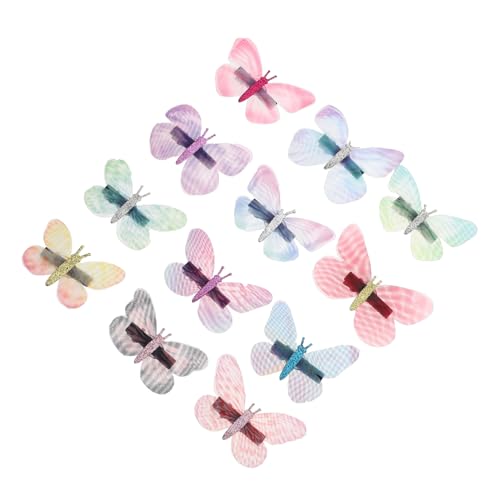 Hohopeti 12 Stück Teiliges Doppelter Tüll Schmetterling Haarklammern für Damen Kreative Haarspangen mit Glitter Glanz Eleganter Haarschmuck für Mädchen und Frauen Vielseitig Kombinierbar von Hohopeti