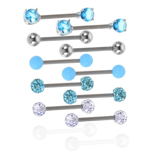 Hohopeti 12 Stück Teiliges Edelstahl Barbell mit Acrylperlen und Zirkonsteinverzierung Leichter Schmuck für Damen und Herren Modisch Vielseitig für Alltag und Party von Hohopeti