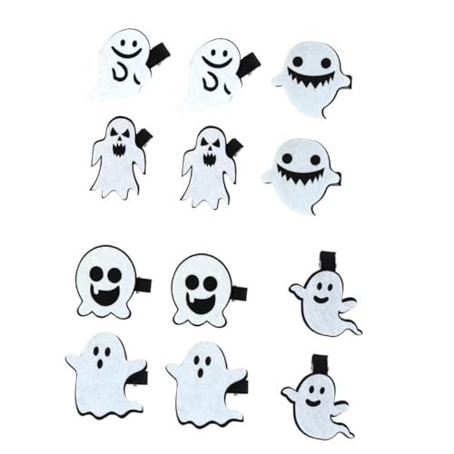 Hohopeti 12 Stück Teiliges Halloween Haarclip mit Cartoon Geist Stil Leichte Sichere Haarklammern für Schwarzer und Weißer Party Haarschmuck für Mädchen von Hohopeti