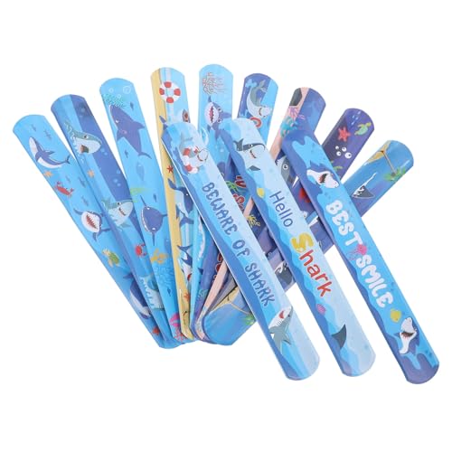 Hohopeti 12 Stück Teiliges Shark Slap Armband Kinderfreundliche Cartoon Wristbands Vielseitig als Armband oder Dekoration für Flaschen und Handys Robust für Jungen und Mädchen von Hohopeti