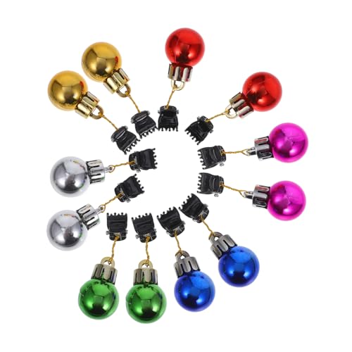 Hohopeti 12 Stück Teiliges Weihnachtsbart Clip Bunte Glänzende Bartkugeln mit Sicherem Haarclip Festliche Bartdekoration für Männer als Weihnachtsbaum und Partyaccessoire von Hohopeti