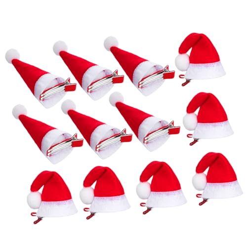 Hohopeti 12 Stück Teiliges Weihnachtsmützen Haarspangen Haarklammern aus Plüsch und Legierung Leicht Schonend für Haare für Mädchen Festliche Anlässe und Alltag von Hohopeti