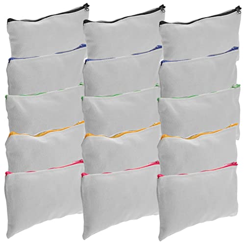 Hohopeti 15stücke Canvas Reißverschlusstasche Kosmetiktasche Federmäppchen Transfer-Canvas-Tasche Make-up Taschen Bleistift Tasche Blank Bleistift Taschen Aufbewahrungstasche von Hohopeti