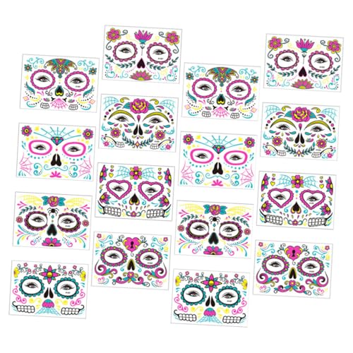 Hohopeti 16 Blatt Halloween Fluoreszierende Gesichtstattoos Klebetattoos Leuchtende Party Sticker Für Fasching Kostüm Grusel Dekoration Gesichtsschminke Für Erwachsene Hohopeti 16 Blatt Halloween Fluoreszierende Gesichtstattoos Klebetattoos Leuchtende Party Sticker Für Fasching Kostüm Grusel Dekoration Gesichtsschminke Für Erwachsene von Hohopeti