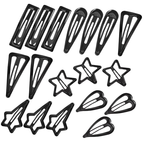 Hohopeti 18 Teiliges Kleine Schwarze Metall Haarspangen mit Snap Verschluss Kawaii Haarclips für Frauen Mädchen und Kleinkinder Haarschmuck Accessoires für Alltag und Besondere Anlässe von Hohopeti