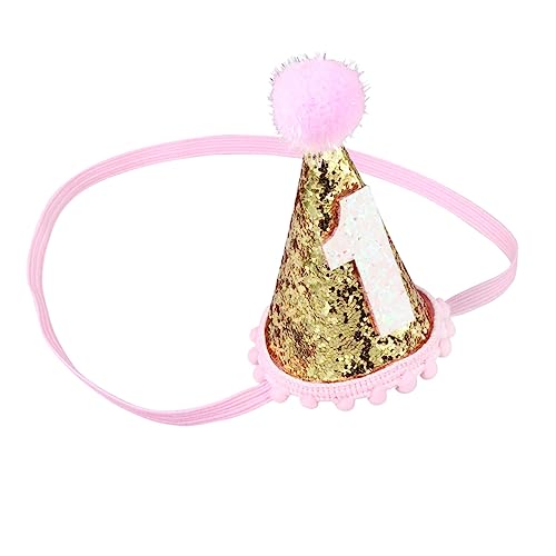Hohopeti 1stück Geburtstagsmütze Mit Glitzer Und Pompon Fotorequisiten Für Ersten Geburtstag Stylisches Haaraccessoire Für Mädchen Festliche Partydekoration von Hohopeti