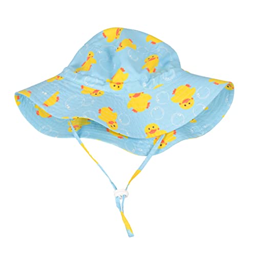 Hohopeti Kinder Sonnenhut Cartoon Ente Atmungsaktiver Fischerhut mit Großer Krempe Verstellbar 52cm Sonnenschutz Hut für Jungen und Mädchen Outdoor von Hohopeti