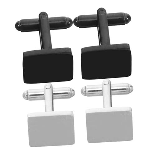 Hohopeti 2 Paare Edelstahl Manschettenknöpfe Set Französisches Design Kratzfest Einfach zu Montieren Business Hochzeit Herren Accessoires DIY für Anzüge und Formelle Outfits von Hohopeti