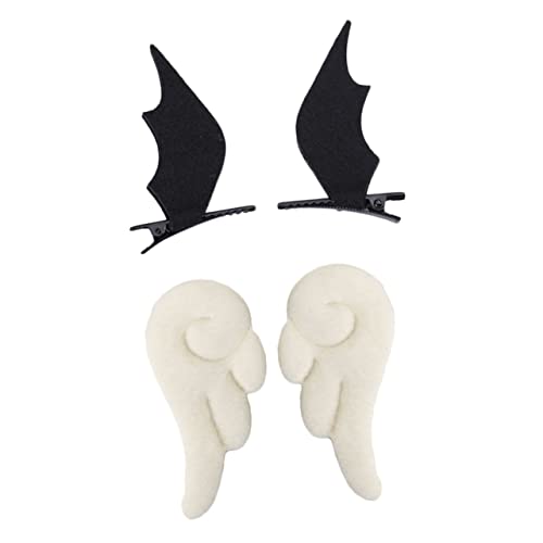 Hohopeti 2 Paare Engelsflügel Haarspangen aus Leder Süße Flügel Haarklammern für Mädchen Modischer Haarschmuck in Weiß und Schwarz Umweltfreundlich für Party Schule Alltag von Hohopeti