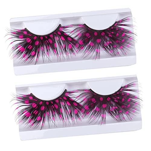 Hohopeti 2 Paare Farbige Pinke Fake Wimpern für Damen Auffällige Party Wimpern Wiederverwendbar Einfach Anzubringen Modischer Deluxe Look für Charmantes Augen Make Up von Hohopeti