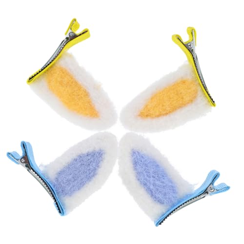 Hohopeti 2 Paare Haarklammern mit Plüsch Hasenohren Weiche Haarschmuck für Mädchen Komfortable Haarspangen aus Legierung und Plüsch Niedliche Barrettes für Zartes Haar Vielseitig für Alltag von Hohopeti