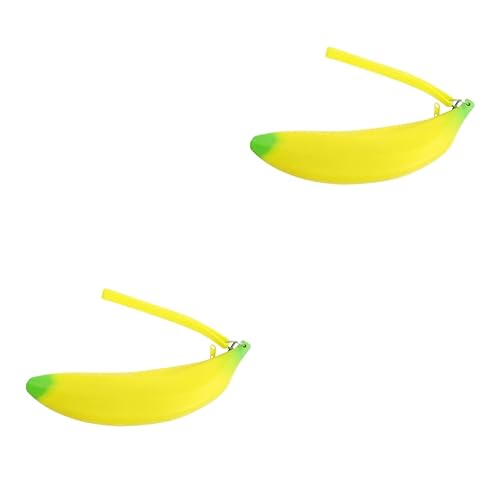Hohopeti 2 Stück Bananenform Silikon Federmäppchen Stiftetasche Für Schreibwaren Tasche Mädchen Jungen von Hohopeti