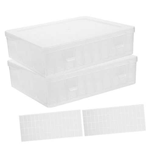 Hohopeti 2 Sätze Schmuck Aufbewahrungsbox mit Mehreren Fächern Transparenter Kunststoff Organizer für Diamanten Perlen und Bastelbedarf Leicht Kompakt und Reisefreundlich mit Etiketten von Hohopeti
