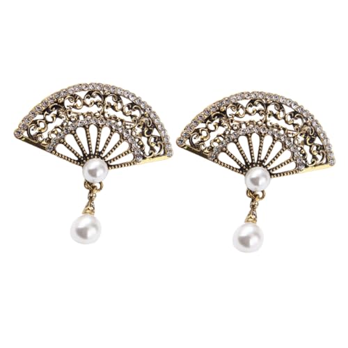 Hohopeti 2 Stck. Chinesische Fächerbroschen mit Strasssteinen Retro Stil Metallbroschen für Hochzeit und Festliche Anlässe Accessoires im Vintage Design von Hohopeti