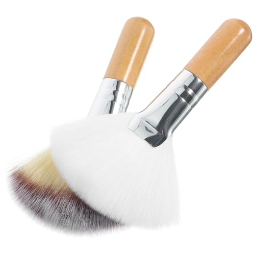 Hohopeti 2 Stck. Fan Facial Makeup Brush Kurzstieliger Weicher Fächerpinsel mit Feinen Borsten für Präzises Highlighting und Lose Puder Geeignet für Damen und Professionelle Anwendung von Hohopeti