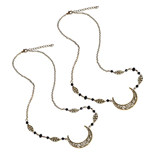 Hohopeti 2 Stück Boho Braut Haarschmuck Teilig mit Hohlem Mond Anhänger und Kristallbesatz Kopfschmuck Kette für Damen Hochzeit Party und Festliche Anlässe von Hohopeti