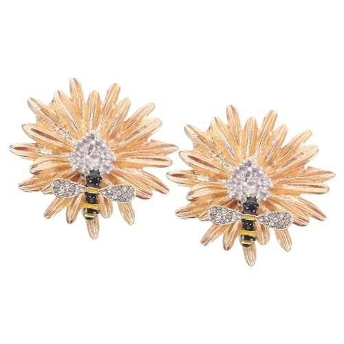 Hohopeti 2 Stück Daisy und Biene Broschen mit Strass Langlebige Metall-anstecknadeln Elegante Blüten-lapel-pins für Damen Vielseitig Kombinierbar zu Kleidern Mänteln Schals bei Hochzeiten von Hohopeti