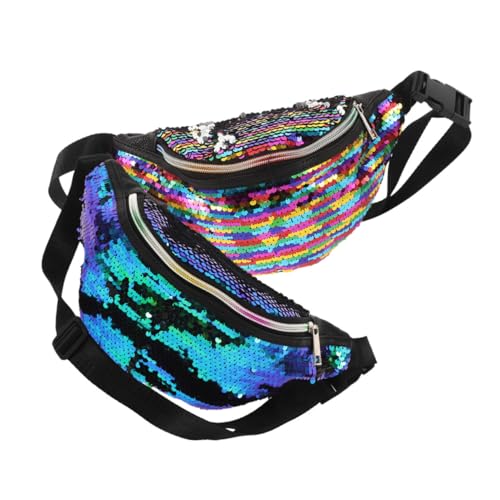 Hohopeti 2 Stück Damen Bauchtasche Pailletten Meerjungfrau Hüfttasche mit Verstellbarem Gurt Glitzertasche für Party Outdoor Reisen Crossbody Modische Umhängetasche von Hohopeti