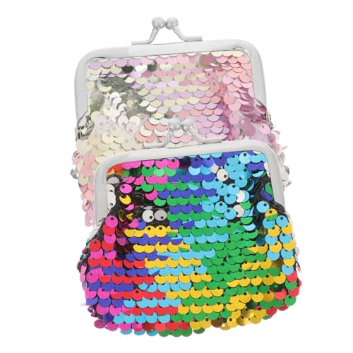 Hohopeti 2 Stück Damen Mini Geldbörse mit Kiss Lock Verschluss Glitzer Pailletten Münzgeldbeutel Kompakt Leicht Tragbar Kleine Portemonnaies für Münzen Schlüssel Notizen Modisch von Hohopeti
