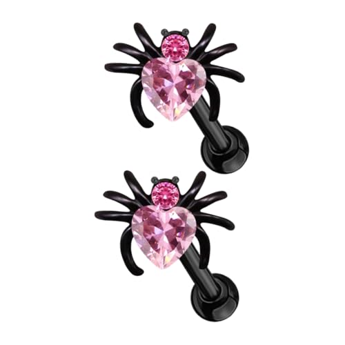 Hohopeti 2 Stück Gothic Spinnen Ohrstecker mit Strass Halloween Schmuck für Frauen Vintage Tier Ohrringe Auffällige Cosplay Accessoires Einzigartiges Herzform Design von Hohopeti