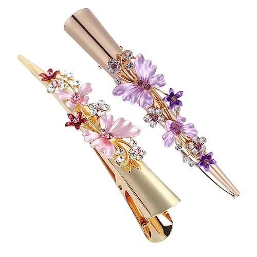 Hohopeti 2 Stück Große Duckbill Haarklammer mit Blumen Design für Frauen Leichte Haarschmuck Accessoires Praktische und Stilvolle Haarspange für Alltag und Besondere Anlässe von Hohopeti