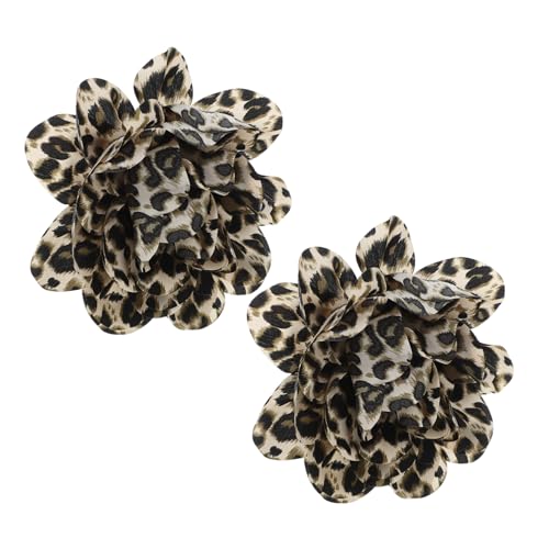 Hohopeti 2 Stück Große Leopardenmuster Blütenbroschen aus Französischem Satin Handgefertigte Anstecknadeln für Damen Auffällige Blumenbroschen für Kleid Anzug Party Hochzeit Festliche von Hohopeti