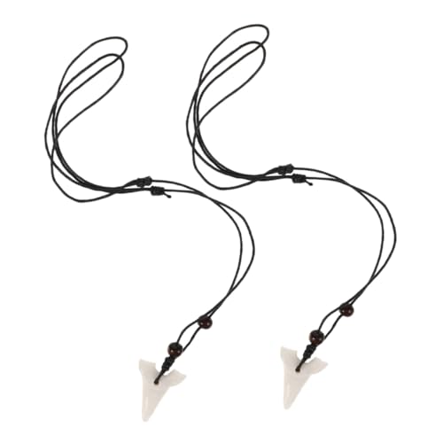 Hohopeti 2 Stück Haizahn Halskette Unisex Resin Anhänger Realistische Haifischzahn Kette Modisch Vielseitig Tragbar Party Date Accessoire von Hohopeti