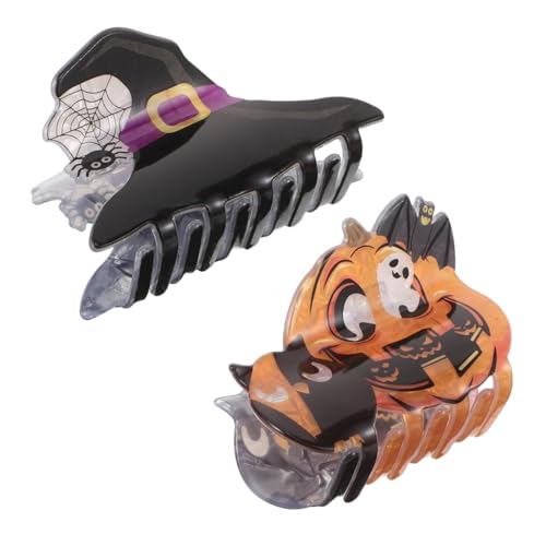 Hohopeti 2 Stück Halloween Haarklammern mit Stabiler Greifmechanik Spinnennetz Kürbis-design Vielseitig für Haare Hüte und Kleidung Gruselige Hexenhut Eulenform Accessoires für Frauen und von Hohopeti