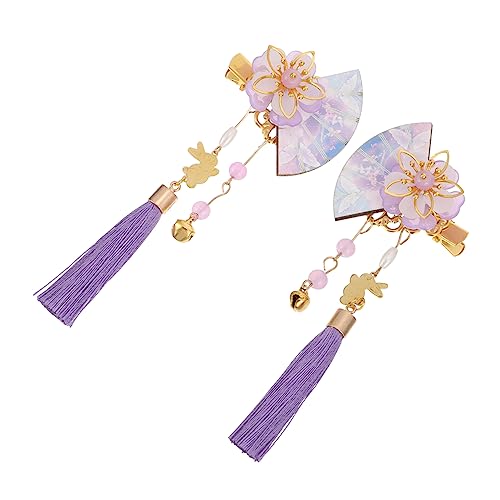 Hohopeti 2 Stück Japanische Haarnadeln Fächerform mit Perlen und Glöckchen Leichte Japanische Haarspangen Damen Haarschmuck für Hochzeit Party Kimono Haaraccessoire von Hohopeti