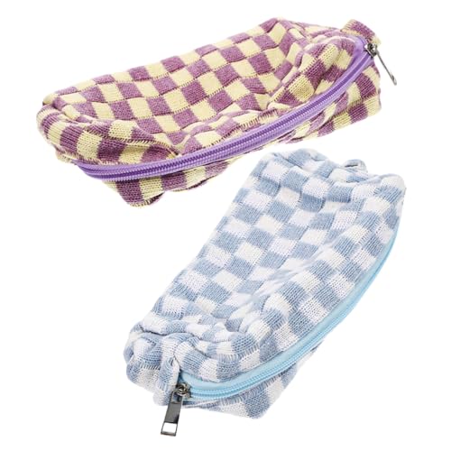Hohopeti 2 Stück Kosmetiktasche Kariert Großer Kulturbeutel Damen Multifunktional Geräumig Makeup Tasche Reise Organizer Waschbeutel für Kosmetik und Zubehör von Hohopeti